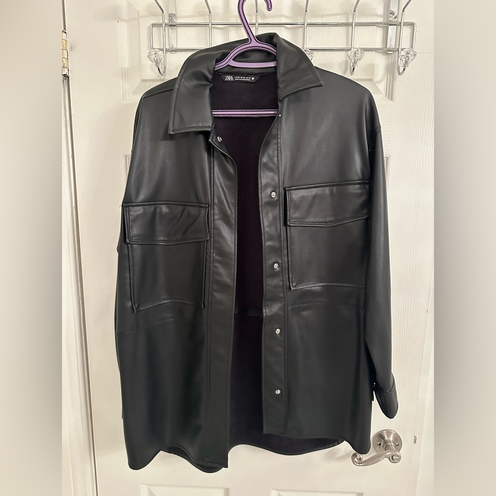 Leather shacket